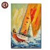 Heavy Texture Art Work Impression Oil Paintings Sailboat