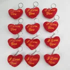 7 cm red heart shape keychain with embroidery
