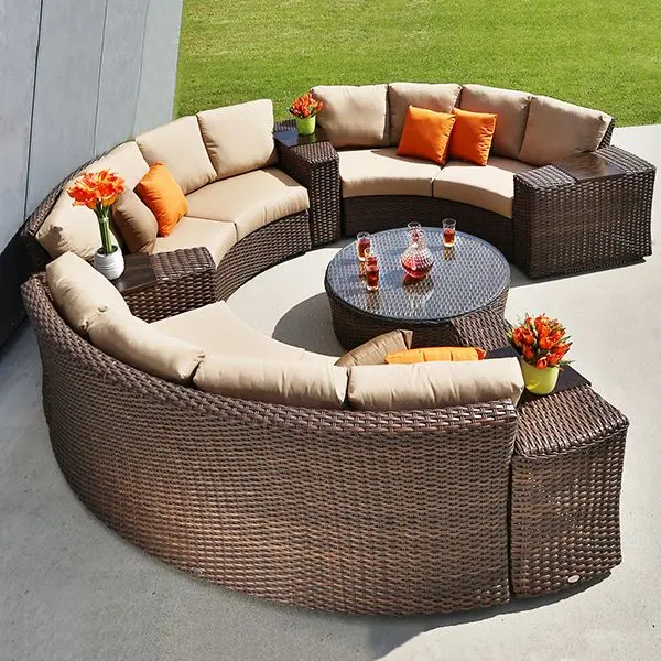 2021 Hot sale espresso country wicker outdoor patio garden parts sofa sets furniture