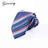Wholesale customized accepted navy casual stripe blue polyester woven logo club necktie for men