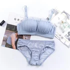 Hot lace cute girls anti-tarnishing gathered sexy bridal bra and panty set