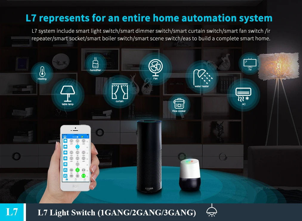 Alexa google home compatible 100-250V remote control wifi zigbee light switches - ANKUX.COM