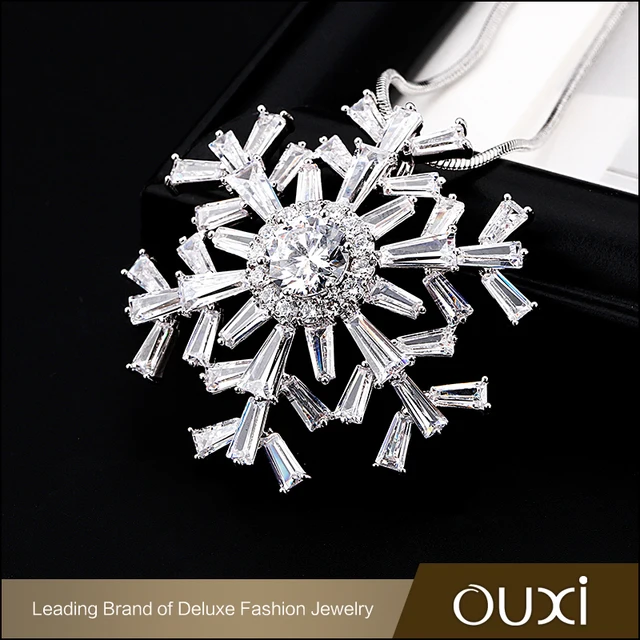 new design christmas cooper rhodium shinning zircon snow flower