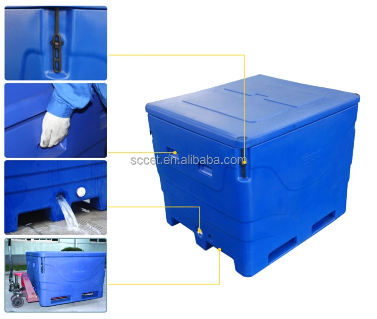 Plastic Fish Container Stackable Fish Totes Large Cooler Chilly Fish