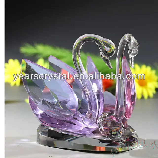 years purple crystal swan for wedding gift in stock(r-0257)