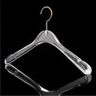 China Supplier Wholesale Plastic Dress Hangers ,Crystal Clothes Hangers, Clear Acrylic Hangers with Gold Hook