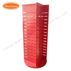 Retail 4 sided metal hook hanging floor standing rotating display stand