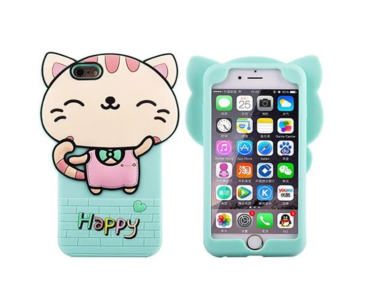 2016 high quality cute cartoon silicone cell phone case for iphone 6 6s