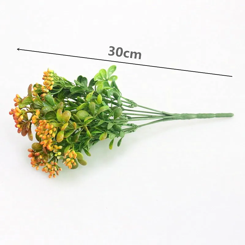 Flone Green Artificial Flower Simulation Milan Small Bouquet Plastic Plant Flowers For Wedding Home Office Party Decoration Art (16)