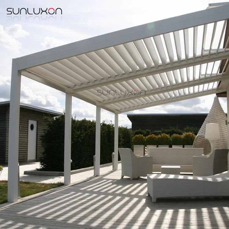 Weatherproof Pergola Protection Opening Roof To Decks Outdoor Patio Area With Led Lights
