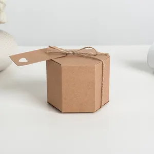 wedding favor gift hexagon kraft paper box