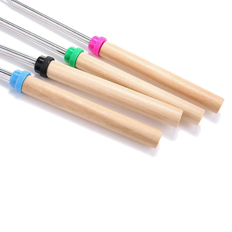 Amazon Hot 5 pcs rubber Handle Marshmallow expandable BBQ skewers set Stainless Steel BBQ Stick Telescoping Roasting Sticks