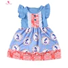 NB-16T Girl Dress with Layers Ruffles Milk Silk Easter Rabbit Printed Boutique Baby Girl Dresses