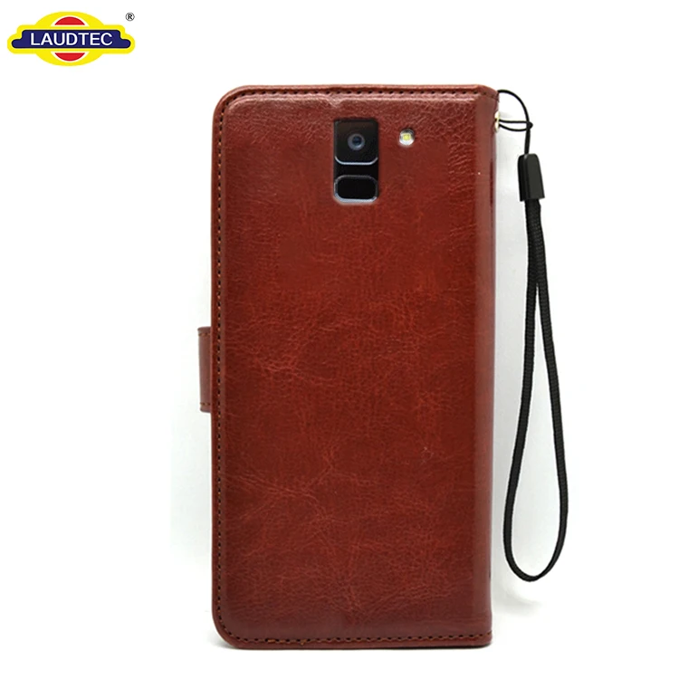 Leather Wallet Case for Samsung Galaxy A6 2018 Slim Flip Folio PU Leather Flip Book Card Cash Slot Wallet Luxury Premium Case Stand Function Black Brown Cover Pouch For Samsung Galaxy A6 2018 Plus Slim Grip Facoty Wholesale Top Quality Phone Cover