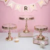 beaded crystal metal gold cake stand for wedding decoration silver cupcake rack round exhibion/party centerpiece/dessert table