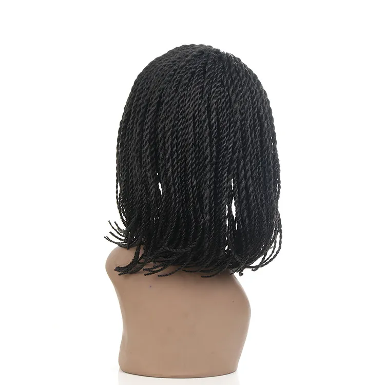 African American Lace Braid Bob Senegalese Style Cheap Braided Synthetic Lace Front Wigs for Black Women with Baby Hair