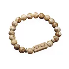 Powerful Inspired Words Strong Volcanic Nature Stone Bead Charm Bracelets