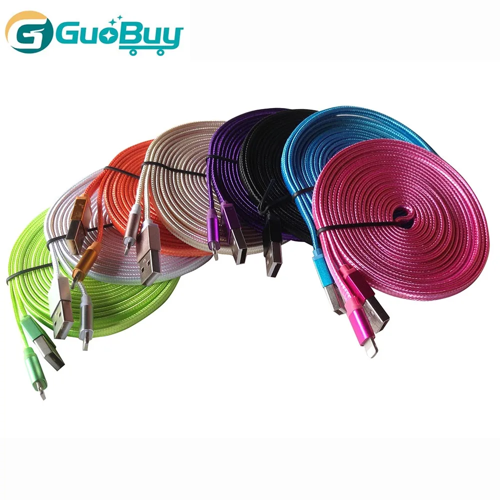 Hottest and Cheapest fast charging speed braidred fabric flat micro usb charging cable, 8pin usb data cable - ANKUX.COM