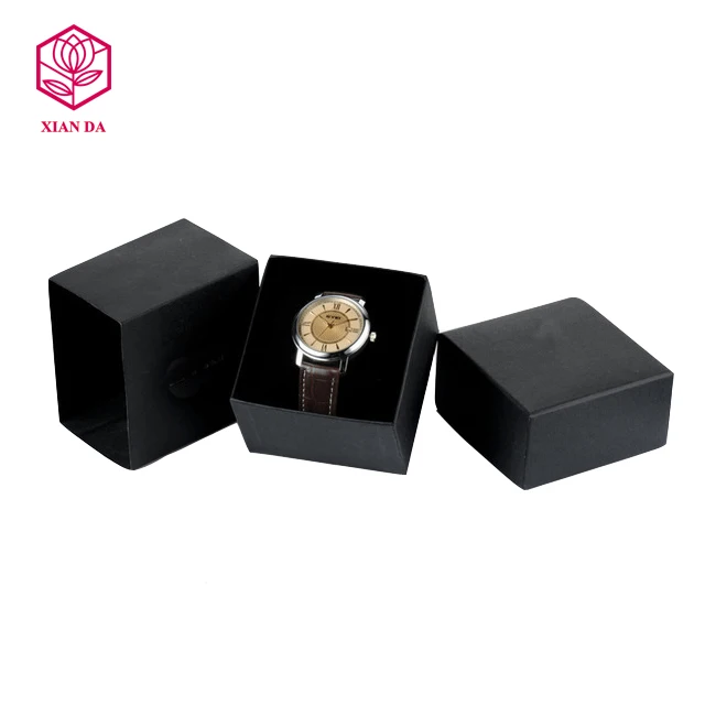 luxury single watch black cardboard gift packaging box with