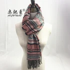 Women acrylic warm color jacquard scarf in famous clan wind