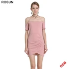 Wholesale latest designs summer woman fashion casual pink off-shoulder dress