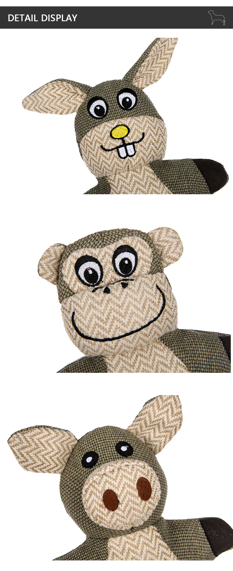 Hoopet Toys Big Dog Toys Animal Shape Linen Bite Resistant Squeaker Toys Large Dog Funny Playing Toys 40CM  (2)