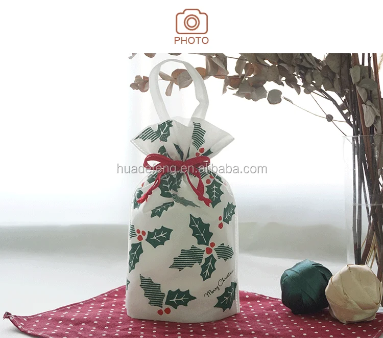 custom christmas drawstring packaging gift bags
