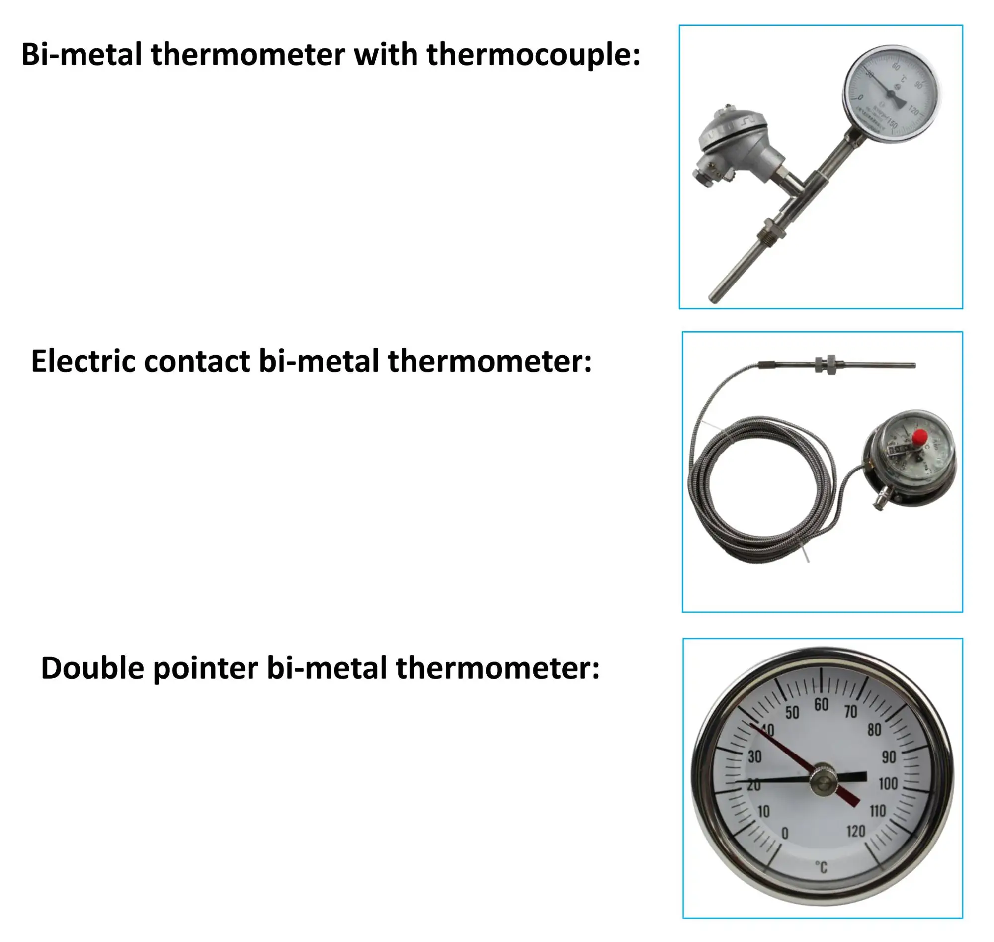Bimetal Thermometer 60mm 100mm 150mm temperature dial gauge