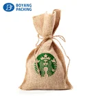 Guangzhou factory promotional christmas jute gift drawstring bag