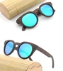 small round frame black painted dark brown frame bamboo wood polarized sunglasses with your logo