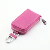 Custom small zipper car key pouch leather key wallets genuine leather smart key holder