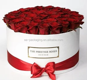 luxury hot stamping matte white paper round flower box roses