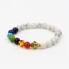 Natural Gemstone Buddha Yoga Bracelet Jewelry Howlite 7 Chakra Bracelet