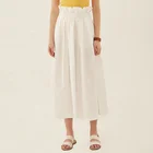 Women's fashion white ruffled simple high waist skirt