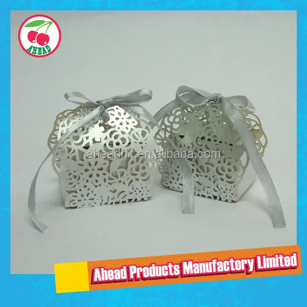 metallic silver color paper wedding party favor box