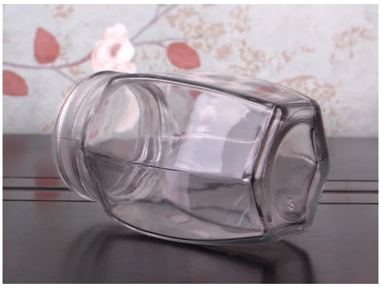 New arrival 370ml Glass Honey Jar Hexagonal Food Packaging Glass Jars