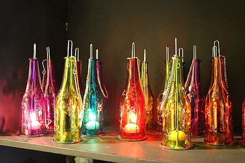 European zakka glass candle holder glass bottle home decoration printing wedding festival