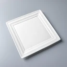 8-14 inch China dinnerware supply good price creative design city hotel white porcelain square plate restaurant ceramic