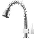 Modern Single Handle Pull Out Sprayer Spring Chrome Kitchen Faucet, Kitchen Sink Faucet Mixer
