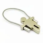 Custom rope skipping sport matt silver metal key chains with wire rope