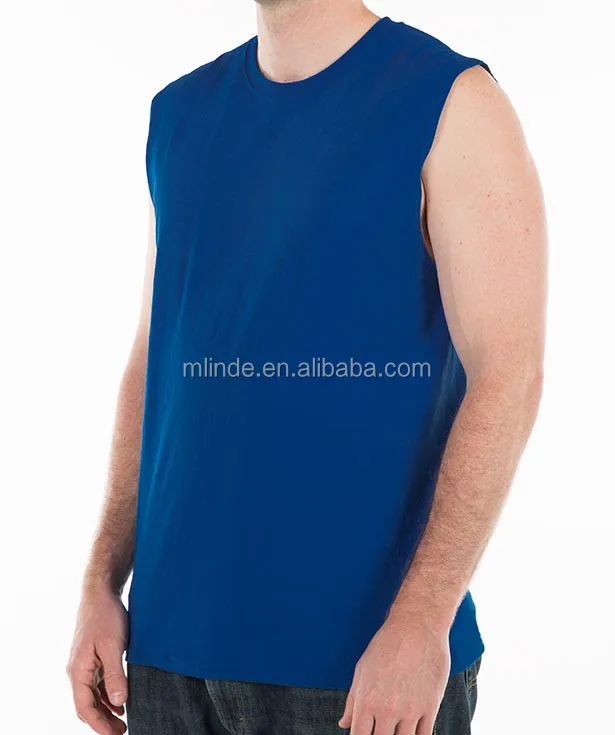 product name: pre-shrunk poly cotton blend sleeveless t-shirt