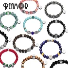 REAMOR 卸売自然な黒皇帝ターコイズジュエリーラウンドビーズジェムストーン作るための Diy の材料