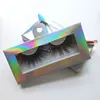 Holographic boxes with 25mm mink eyelashes 3D real mink lashes make up lashes packing