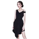 2019 New Women Clothing Dress One Shoulder Strap Black Party Bodycon Dress for Ladies