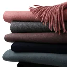 Classic Pure Color Fine Stole Unisex Tassel Long 100% Fine Wool Scarfs for men