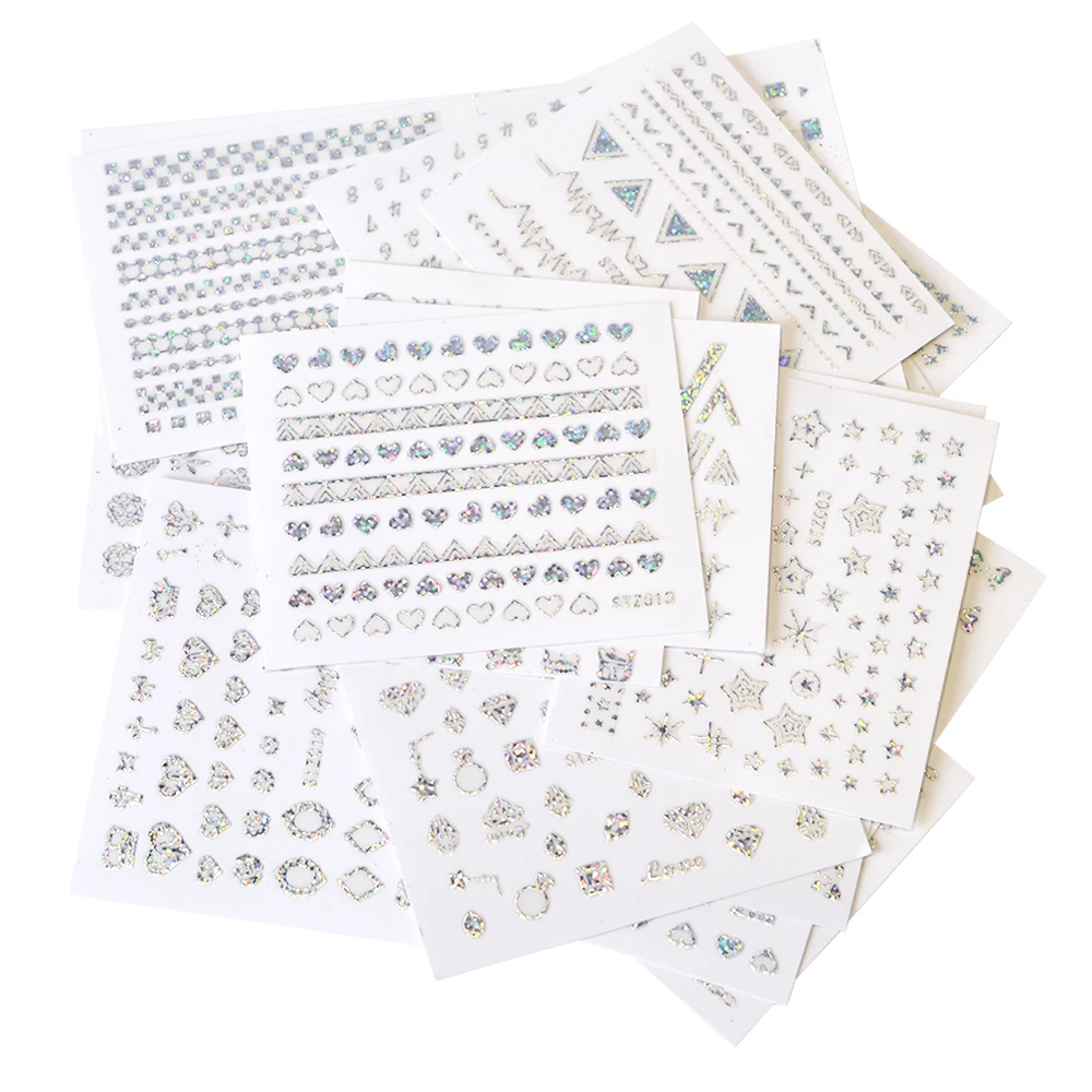 Laser Nail Art Water Transfer Watermark Sticker Cat Jewels Shining 4