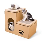 Deku--Patent Design-Pet furniture Cat Toy Corrugated Cardboard Cat Scratcher 2 layers house Shape --CP-088 Flat Package