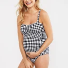fashion design two piece gingham maternity swimwear women tankinis sets