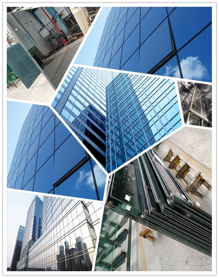 reflective glass pvc 60mm sash clear float glass triple glazed windows