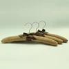 YEELIN brown linen padded fabric hangers for clothes